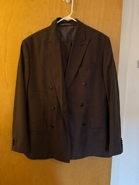 H&M Regular Fit- Double-Breasted Blazer in Dark Brown